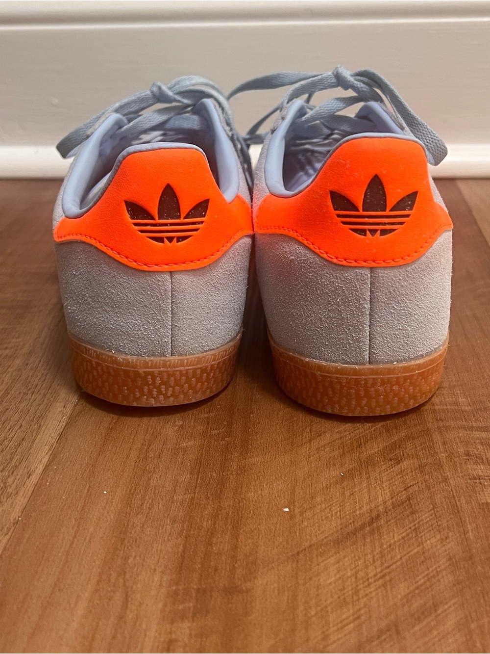 adidas Gazelle Suede Sneakers - Light Blue, Black & Orange Youth 4 Women 6 - Picture 3 of 10